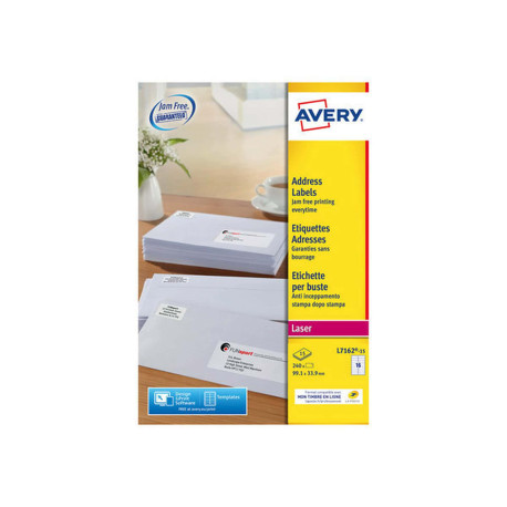 Avery - Bianco - 99.1 x 33.9 mm 240 etichette (15 foglio(i) x 16) Etichette per indirizzi
