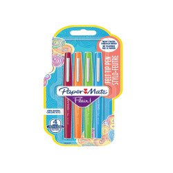 Pennarello Flair Nylon - punta feltro - 1,10mm - colori assortiti Fun - Papermate - conf. 4 pezzi