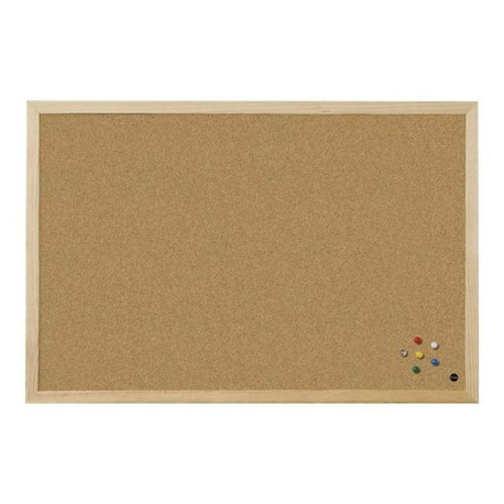Bi-Office Budget Wood - Bacheca - montabile a parete - 600 x 450 mm - sughero - fronte e retro - naturale - cornice naturale