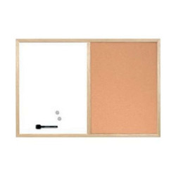 Bi-Office Budget Wood - Pannello combinato - montabile a parete - 600 x 450 mm - sughero, acciaio laccato - magnetica