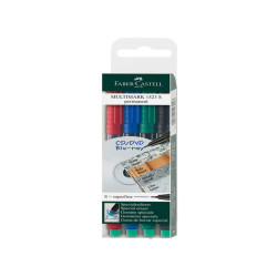 Pennarello Multimark universale con gomma - astuccio 4 colori - punta superfine 0,4 mm - Faber-Castell