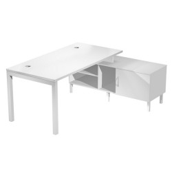 Scrivania Agorà - con mobile di servizio portante - 185 x 140 x L 72,5 cm - bianco