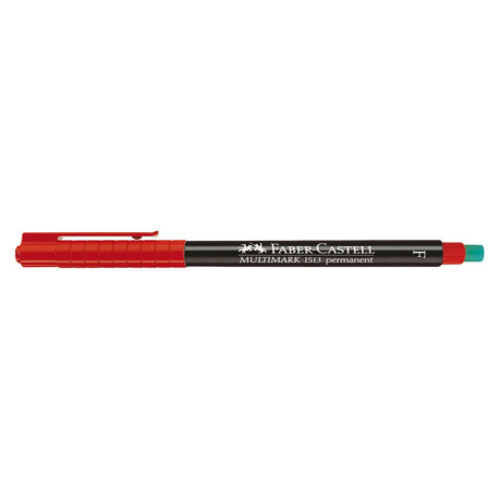 Pennarello Multimark universale permanente con gomma - rosso - punta fine 0,6mm - Faber-Castell