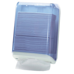 Dispenser asciugamani piegati C/V/Z - 28x13,7x37,5 cm - plastica - bianco/azzurro trasparente - Mar Plast