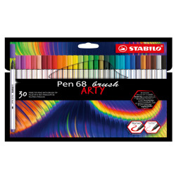Pennarello Pen 68 Brush Arty Line 568/30 - colori assortiti - Stabilo - astuccio 30 pezzi
