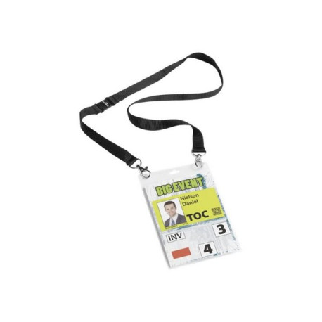 DURABLE - Porta biglietto da visita - per A6 - cordino - nero