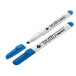 Pennarello Tratto Memo - a secco - per lavagne cancellabili - punta a scalpello - tratto 6,5mm - blu - Tratto