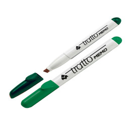 Pennarello Tratto Memo - a secco - per lavagne cancellabili - punta a scalpello - tratto 6,5mm - verde - Tratto