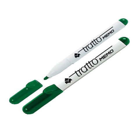Pennarello Tratto Memo - a secco - per lavagne cancellabili - punta conica - tratto 2,5 mm - verde - Tratto