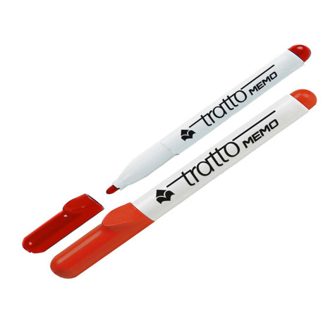 Pennarello Tratto Memo- a secco - per lavagne cancellabili - punta conica - tratto 2,5 mm - rosso - Tratto