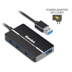 Hub USB 3.0 compatto slim a 4 Porte 5.0 Gbps con alimentatore da 10watts