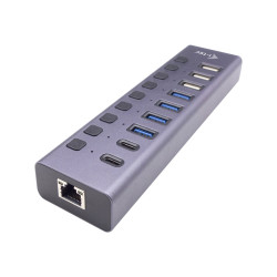 i-Tec - Alimentatore - 90 Watt - 7.5 A - 16 connettori di uscita (16 x USB Tipo A a 4 pin) - grigio spazio