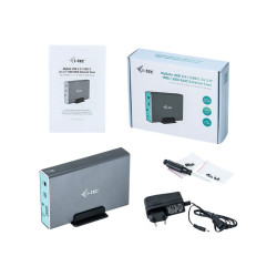 i-Tec MySafe - Box esterno - 2.5" - 2 Canale - SATA 6Gb/s - RAID 0, 1, JBOD - USB-C, Thunderbolt 3 - grigio, blu