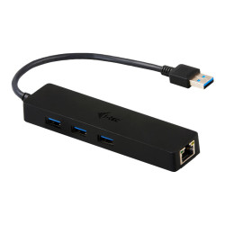 i-Tec USB 3.0 Slim HUB 3 Port + Gigabit Ethernet Adapter - Hub - 3 x SuperSpeed USB 3.0 + 1 x 10/100/1000 - desktop