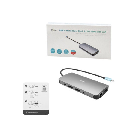 i-Tec USB-C Metal Nano 3x Display Docking Station + Power Delivery 100 W - Docking station - USB-C / Thunderbolt 3 - HDMI, 2 x 