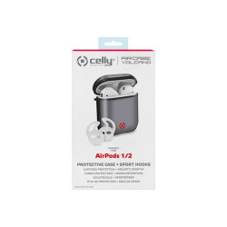 Celly Air Case Volcano - Custodia per auricolari - policarbonato - nero - per Apple AirPods (1° generazione, 2ª generazione)