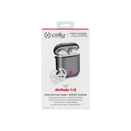 Celly Air Case Volcano - Custodia per auricolari - policarbonato - nero - per Apple AirPods (1° generazione, 2ª generazione)