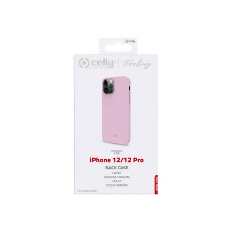 Celly FEELING - Cover per cellulare - silicone liquido - rosa - per Apple iPhone 12, 12 Pro