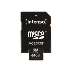 Intenso - Scheda di memoria flash (adattatore da microSDXC a SD in dotazione) - 64 GB - Class 10 - microSDXC