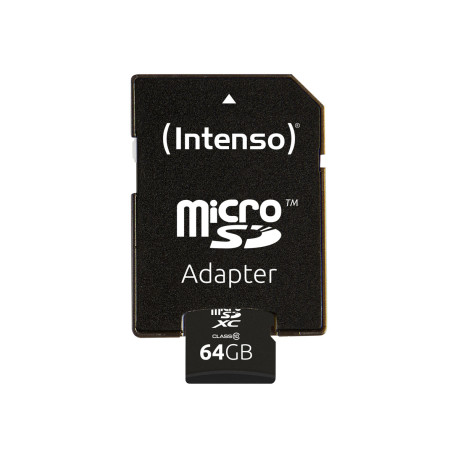 Intenso - Scheda di memoria flash (adattatore da microSDXC a SD in dotazione) - 64 GB - Class 10 - microSDXC