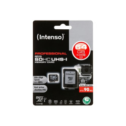 Intenso - Scheda di memoria flash (adattatore da microSDXC a SD in dotazione) - 64 GB - UHS Class 1 / Class10 - UHS-I microSDXC