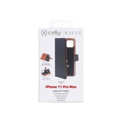 Celly Wally - Flip cover per cellulare - similpelle - nero - per Apple iPhone 11 Pro Max