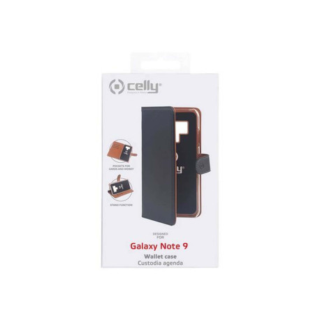Celly Wally WALLY774 - Flip cover per cellulare - similpelle - nero - per Samsung Galaxy Note9