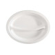 Piatto piano a 2 scomparti monouso - rotondo - diametro 23 cm - canna da zucchero - bianco - Signor Bio - conf. 50 pezzi
