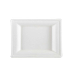 Piatto piano monouso - quadrato - 16 x 16 cm - canna da zucchero - bianco - Signor Bio - conf. 50 pezzi