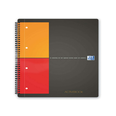 Blocco spiralato International Activebook - 1 rigo con margine - 240 x 297mm - 80gr - 80 fogli - Oxford