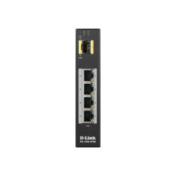 D-Link DIS 100G-5PSW - Switch - unmanaged - 4 x 10/100/1000 (PoE+) + 1 x Gigabit SFP - montabile su rail DIN, montaggio a paret