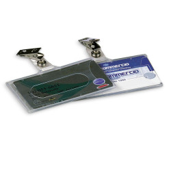 Portabadge con clip - PVC semirigido - 9 x 5,6 cm - Lebez