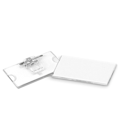 Portabadge con clip e spilla - 6,5 x 3 cm - Lebez