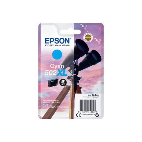 Epson 502XL - 6.4 ml - alta capienza - ciano - originale - blister con radiofrequenza / allarme acustico - cartuccia d'inchiost