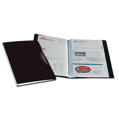 Portabiglietti da visita Office Suites - 240 tasche - con custodia - 11,4x19,2 cm - nero - Fellowes