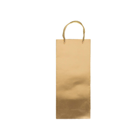 Portabottiglie natale - 12 x 37 x 9 cm - carta metal - oro - Rex Sadoch