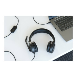 Kensington H1000 - Cuffie con microfono - on-ear - cablato - USB-C - nero