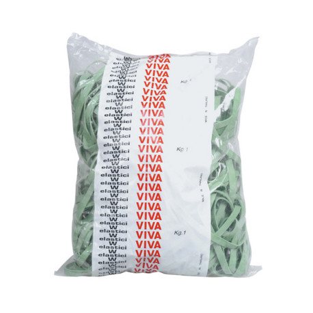 Elastici fettuccia - diametro 10 x 0,5 cm - 1 kg - gomma - verde - Viva