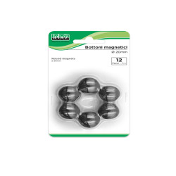 Bottoni magnetici - diametro 2 cm - nero - Lebez - blister 12 pezzi