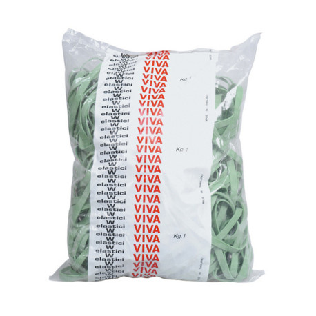 Elastici fettuccia - diametro 7 x 0,8 cm - 1 kg - gomma - verde - Viva