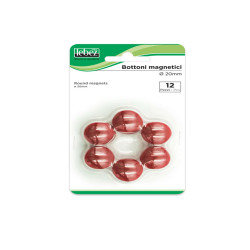 Bottoni magnetici - diametro 2 cm - rosso - Lebez - blister 12 pezzi