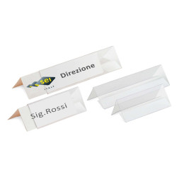 Portanome da tavolo Prisma - 15 x 5 cm - PVC trasparente - Sei Rota - conf. 10 pezzi