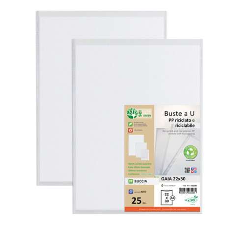 Buste a sacco Gaia - PP riciclato - 22 x 30 cm - buccia - trasparente - Sei rota - conf. 25 pezzi