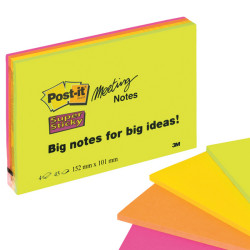 Blocco foglietti Post-it Super Sticky Meeting Notes - 6445-SSP - 152 x 101 mm - rosa/verde neon - 45 fogli - Post-it