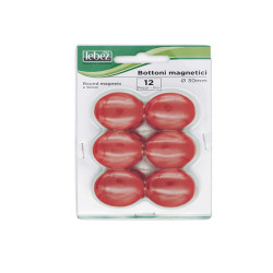 Bottoni magnetici - diametro 3 cm - rosso - Lebez - blister 12 pezzi