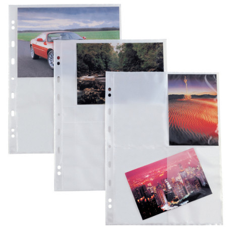 Buste forate Atla F porta foto - 8 spazi 10 x 15 cm - trasparente - Sei Rota - conf. 10 pezzi