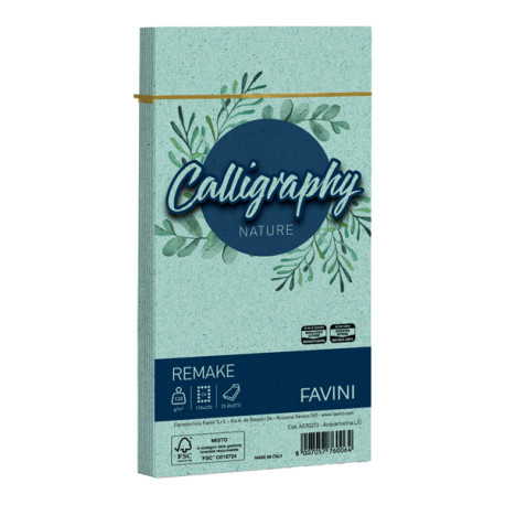 Busta Calligraphy Remake - 110 x 220 mm - 120 gr - acquamarina - Favini - conf. 25 pezzi