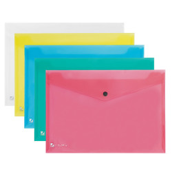 Busta con bottone Pull - A4 - PP - colori assortiti - King Mec
