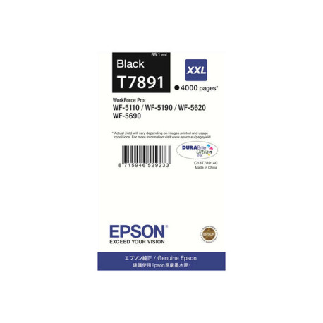 Epson T7891 - 65.1 ml - misura XXL - nero - originale - cartuccia di stampa - per WorkForce Pro WF-5110DW, WF-5190DW, WF-5190DW