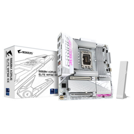 GIGABYTE B860M AORUS ELITE WF6E ICE Scheda madre - CPU Intel Core Ultra, VRM a 12+1+2+1 fasi, fino a 9200MHz DDR5, 1xPCIe 5.0 +
